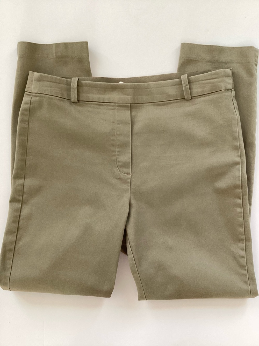 H&M Olive Green Women's Slim Fit Stretch Trousers Size 10